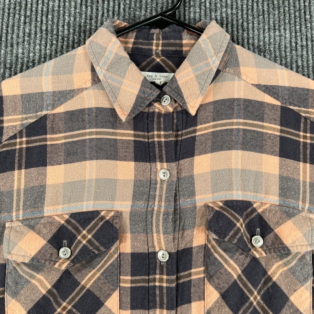 Rag‎ & Bone Shirt Womens Small Brown Plaid Long Sleeve Button Up Casual Light